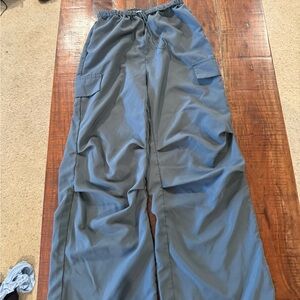 Wide Leg Cargo Pants in Slate Blue